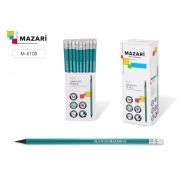 Карандаш чернографитный пластиковый NIL R, HB, с ластиком, корпус шестигранный, зеленый, картонная упаковка