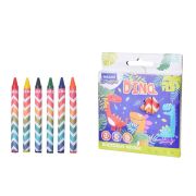 Мелки восковые DINO, 12 цв., круглый корпус, длина 89мм, d корпуса=8 мм, картонная упаковка с европодвесом