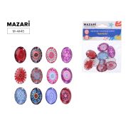 Стеклянные камни МАРБЛС, 12 шт, овальные, размер 18х25 мм, самоклеящиеся, ОПП-упаковка с европодвесом