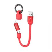 Кабель USB-Apple 8pin,Type-C, HOMO U87 Cool 2-in-1, 20см, плоский 2,4А, красный
