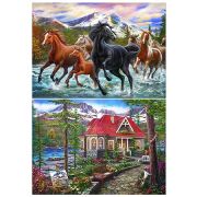 Алмазная мозаика Рыжий кот «Красивый дом в лесу» 40*50см