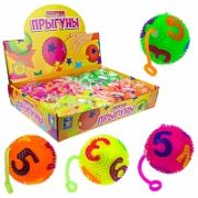 1toy мячик-прыгун цифры， цвет микс，6,5cm，24шт в дисплей，со светом