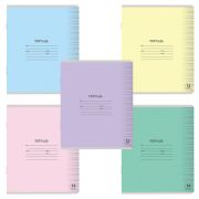 Тетрадь 12л частая косая линия, ассорти 105650