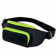 Сумка на пояс BRAUBERG RIO, черная, салатовые детали, 30х12x10см, 270823