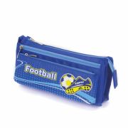 Пенал ЮНЛАНДИЯ для мальчиков, 3 отделения, мягкий, «Футбол», синий, 20х7х9 см, 228979