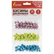 Бусины для творчества «Шарики», 8 мм, 30 грамм, серые, голубые, салатовые, ОСТРОВ СОКРОВИЩ, 661238