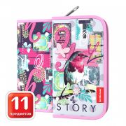 Пенал-книжка с наполнением ErichKrause® 110x205x25мм Bird Story