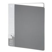 Папка 30файлов « Бюрократ » А4 серый , пластик 0,65мм, торцевой карман с бумажной вставкой