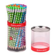 Карандаш чернографитный BRAUBERG «SILVER LINE», 1 шт., HB, с ластиком, корпус ассорти, 181749