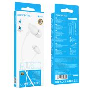 Проводные наушники BOROFONE BM61 Wanderer universal, Jack 3.5mm, 1.2 м, белый, с микрофоном