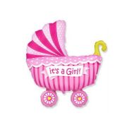 Шар ФИГУРА/3 Коляска детская розовая 34*28 см (компл.=5 шт) /FM