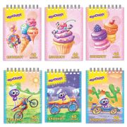 Блокнот МАЛЫЙ ФОРМАТ (75х105 мм) А7, 40 л., гребень, картон, клетка, ЮНЛАНДИЯ, «ЮНЛАНДИК»/«СЛАДОСТИ», 129858