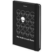 Блокнот с резинкой в клетку 96 л., А5 (145х203 мм), твердая обложка, BRAUBERG, «Aliens», 113722