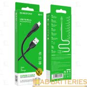 Кабель USB - микро USB Borofone BX51 Triumph, 1.0м, круглый, 2.4A, цвет: черный