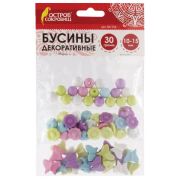 Бусины для творчества «Микс №2», 10-15 мм, 30 грамм, 6 цветов, пастель, ОСТРОВ СОКРОВИЩ, 661254