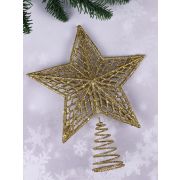 Новогоднее украшение.Верхушка на ёлку  Золотистая звезда 20х25 см НУ-1441