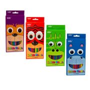 Карандаши цветные Yalong 12 цв., «Веселые зверята» пластиковые, шестигранные, заточенные, грифель 2.8 мм, картон. уп., европод.