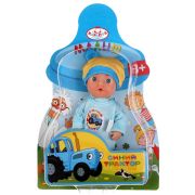 336784  Пупс функц Синий ТРАКТОР 15см, пьет, пис, бутылочка, на блистере КАРАПУЗ