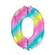 Шар ЦИФРА 0 40'' радуга металлик 102 см/901760G /FM