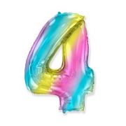 Шар ЦИФРА 4 40'' радуга металлик 102 см /FM