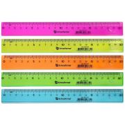 Линейка 20 см пластик прозрач. ассорти