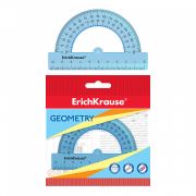 Транспортир пластиковый ErichKrause® Standard, 180°/10см, голубой, во флоупаке