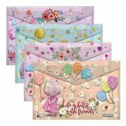 Папка-конверт на кнопке пластиковая ErichKrause® Cute Animals, A4, ассорти