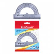 Транспортир пластиковый ErichKrause® Ice Metallic, 180°/10см, серебряный, во флоупаке