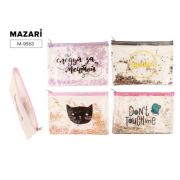 Пенал-косметичка MOTTO, 22х14 см, на молнии, ПВХ, ассорти 4 дизайна, ОПП-упаковка