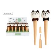 Ручка гелевая ICECAT, СИНЯЯ, игольчатый пишущий узел 0,5 мм, цветной пластиковый корпус, сменный стержень 128 мм, ассорти 2 дизайна, картонный дисплей