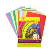 Цветная бумага 10л.10цв. А4, BO-2 INTELLIGENT,двухсторонн.,немелов,в папке