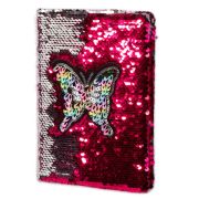 Подарочный блокнот А5, 7БЦ, Alingar, пайетки, аппликация, линия, 60 л., «Бабочка», красный
