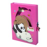 Подарочный блокнот в футляре 14,5 см * 20,5  см , 7БЦ, Alingar, ламинация, замочек, 45 л., линия, «Отдых», фуксия