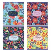 Тетрадь 48л., А5, клетка, Alingar «Flowers», скрепка, мелованный картон (стандарт), выб УФ лак, 4 дизайна в пленке т/у