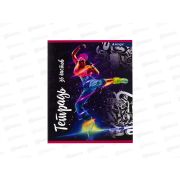 Тетрадь 36л., А5, клетка, Alingar «Девушка в танце», скрепка, мелованный картон (эконом), 4 дизайна в пленке т/у