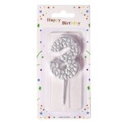 Свеча для торта Alingar, 6 см, на пике, «Цифра 3», цвет серебро, блистер с европодвесом