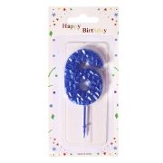 Свеча для торта Alingar, 6 см, на пике, «Цифра 6», цвет синий перламутр, блистер с европодвесом