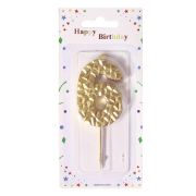 Свеча для торта Alingar, 6 см, на пике, «Цифра 6», цвет золото, блистер с европодвесом