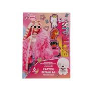 320291  Картон БАРБИ белый, мелов, 6л, а4, барби экстра Умка