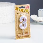 Свеча в торт «Белый мрамор», цифра «3», 8 см 6990832