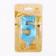 Свеча в торт «Грань», цифра «5», голубой металлик, 7.8 см 6536334