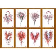Татуировка-наклейка (12х19см) Животные в красных цветах ( Арт. ТА-1756), кратно 8, цена за единицу