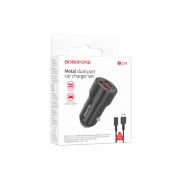 АЗУ на 2 USB Borofone BZ19 + кабель Lightning, черный