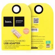 Переходник HOCO, MicroUSB F - Lightning M, розовое золото