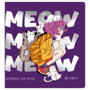 Записная книжка 170*170 мм 40л. на скрепке MESHU «Meow», soft-touch ламинация, тиснение фольгой, блок без линовки, 80г/м2