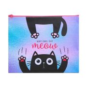 Папка для тетрадей«МИЛЫЙ КОТИК» 24x20см, для A5, молния сверху, искусственная кожа с печатью