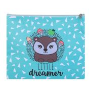 Папка для тетрадей«ЕЖИК» 24x20см, для A5, молния сверху, искусственная кожа с печатью