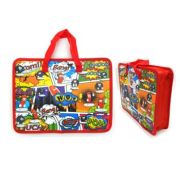 Папка для творчества А4 с ткан. ручками CJ-8091/1 «Комикс» пластиковая, молния сверху, красная с рис