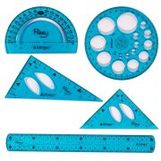 Набор чертежный Alingar,  30 см, пластиковый, 5 предметов, гибкий, 2 шкалы см, цвета ассорти, пакет ПВХ с европодвесом