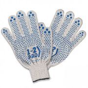 Перчатки трикотажные 1-2-PRO с точечным ПВХ покрытием 4-х нитка 10 класс белые